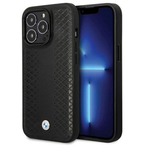 BMW Leather Diamond Pattern case for iPhone 14 Pro - black