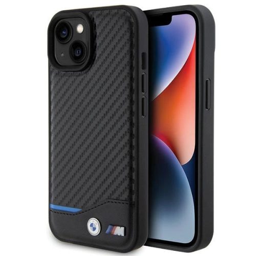 BMW Leather Carbon case for iPhone 15 - black