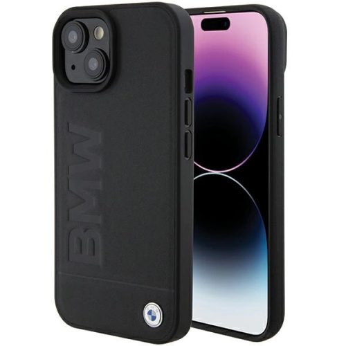 BMW Leather Hot Stamp case for iPhone 15 - black