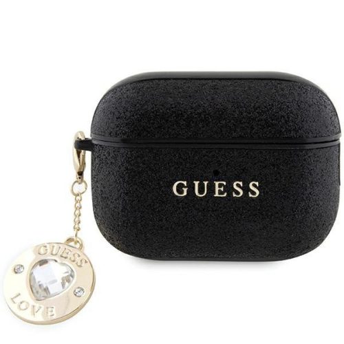 Guess GUAP2PGEHCDK case for AirPods Pro 2 cover - black Fixed Glitter Heart Diamond Charm