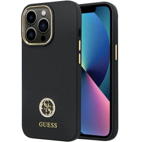 Guess GUHCP13LM4DGPK case for iPhone 13 Pro / 13 - black Silicone Logo Strass 4G