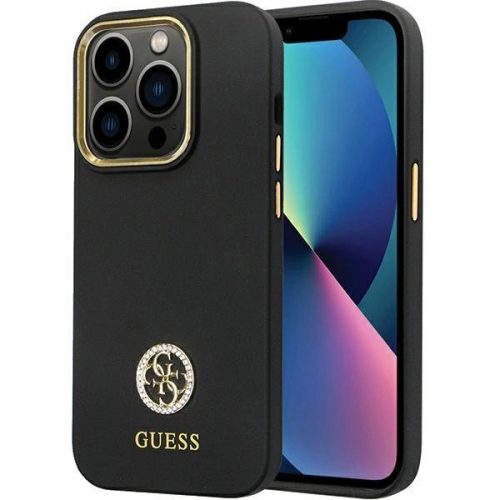 Guess GUHCP14LM4DGPK case for iPhone 14 Pro - black Silicone Logo Strass 4G