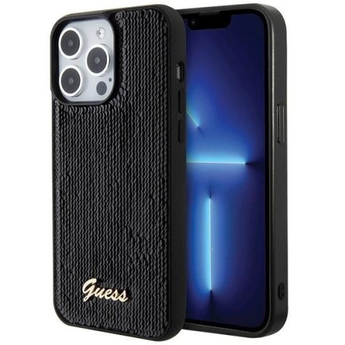 Guess Sequin Script Metal case for iPhone 15 Pro - black