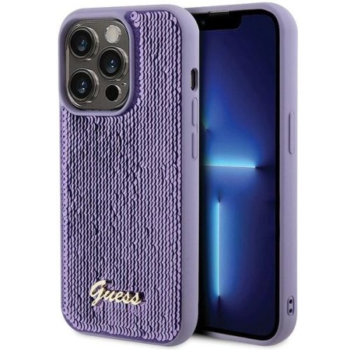 Guess Sequin Script Metal case for iPhone 15 Pro - purple