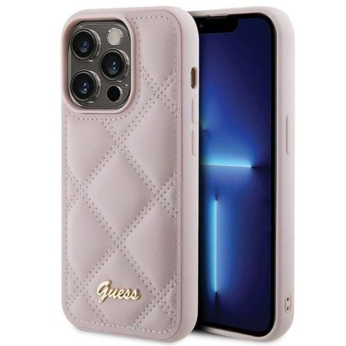Guess Quilted Metal Logo case for iPhone 15 Pro - pink