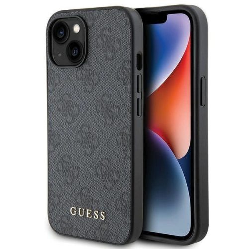 Guess 4G Metal Gold Logo case for iPhone 15 - gray
