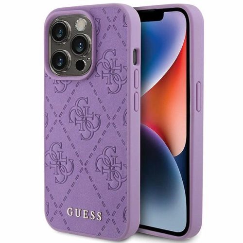 Guess Leather 4G Stamped case for iPhone 15 Pro Max - purple