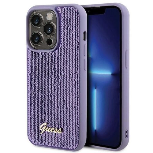 Guess Sequin Script Metal case for iPhone 15 Pro Max - purple