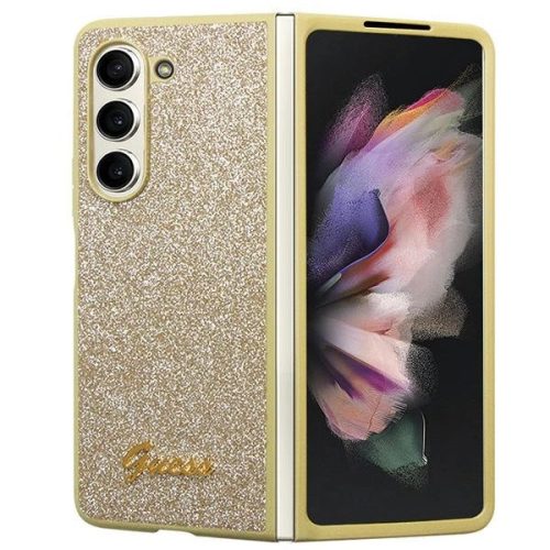 Guess Glitter Script case for Samsung Galaxy Z Fold 5 - gold