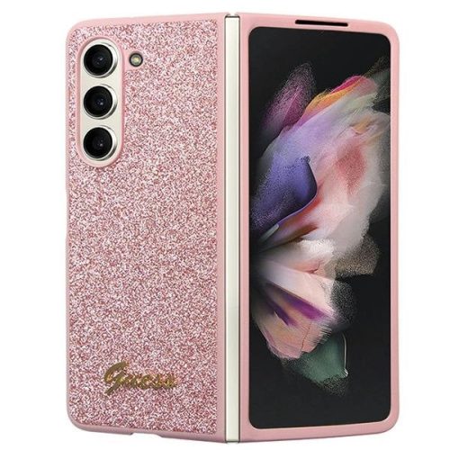 Guess Glitter Script case for Samsung Galaxy Z Fold 5 - pink