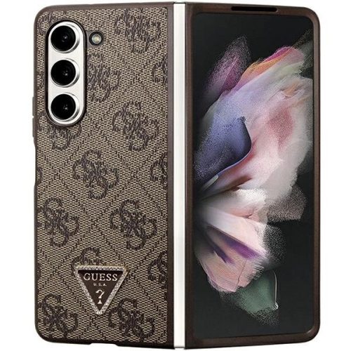 Guess Leather 4G Triangle Strass case for Samsung Galaxy Z Fold 5 - brown