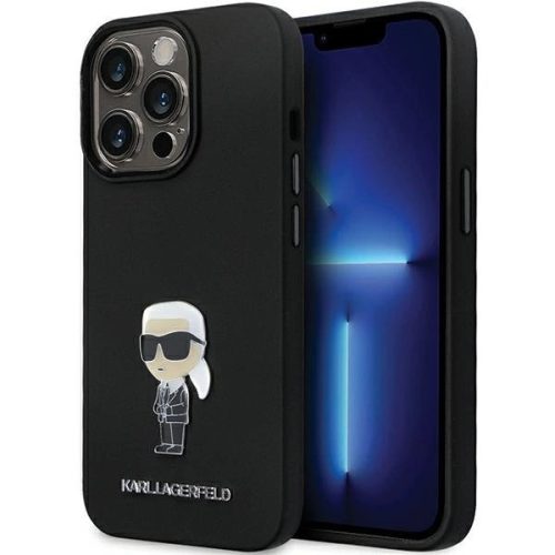 Karl Lagerfeld KLHCP14XSMHKNPK case for iPhone 14 Pro Max 6.7" - black Silicone Ikonik Metal Pin