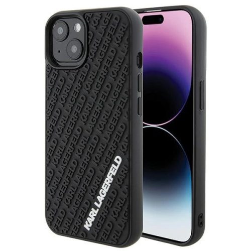 Karl Lagerfeld 3D Rubber Multi Logo case for iPhone 15 - black