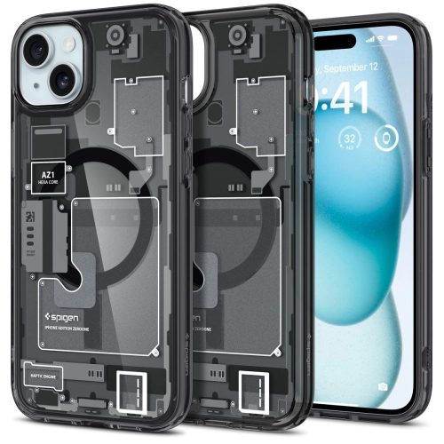 Spigen Ultra Hybrid Mag Case with MagSafe for iPhone 15 Plus - Dark Gray (Zero One Pattern)
