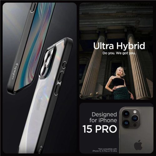 Spigen Crystal Hybrid, matte black - iPhone 15 Pro