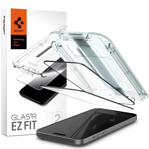 TEMPERED GLASS Spigen GLAS.TR "EZ FIT" FC 2-PACK IPHONE 15 PLUS BLACK