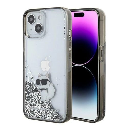 Karl Lagerfeld Liquid Glitter Choupette case for iPhone 15 - transparent