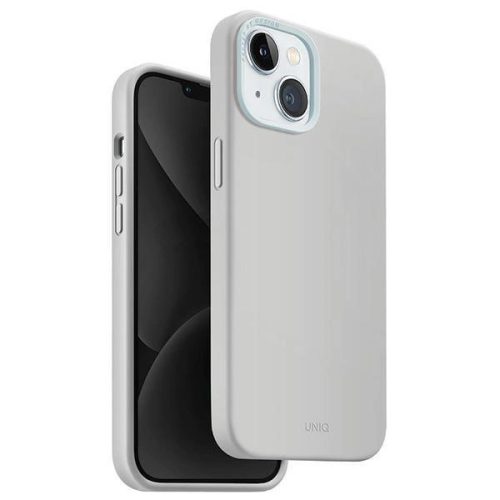 Uniq Lino Hue iPhone 15 case 6.1" Magclick Charging light gray/chalk gray