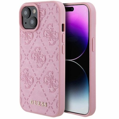 Guess GUHCP15SP4EPMP iPhone 15 6.1" pink/pink hardcase Leather 4G Stamped