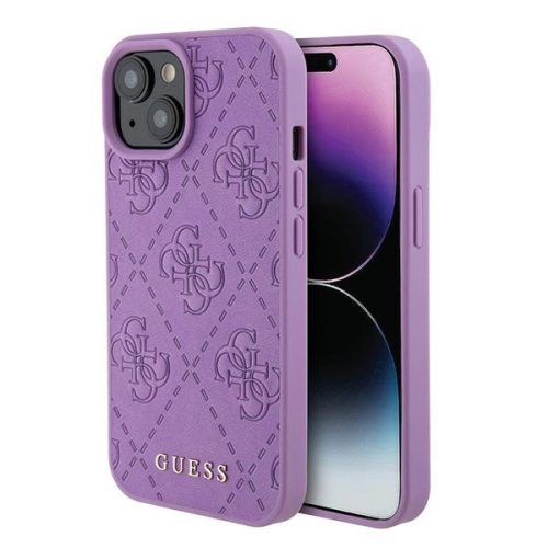 Guess GUHCP15SP4EPMU iPhone 15 6.1" purple/light purple hardcase Leather 4G Stamped