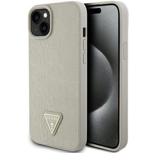 Guess GUHCP15SPCRTHCD iPhone 15 6.1" gold/gold hardcase Croco Triangle Metal Logo