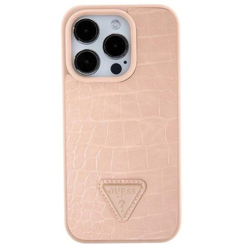 Guess GUHCP15SPCRTHCP iPhone 15 6.1" pink/pink hardcase Croco Triangle Metal Logo