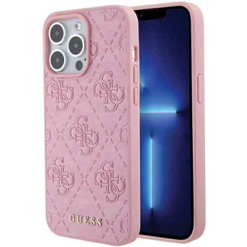 Guess GUHCP15XP4EPMP iPhone 15 Pro Max 6.7" pink/pink hardcase Leather 4G Stamped