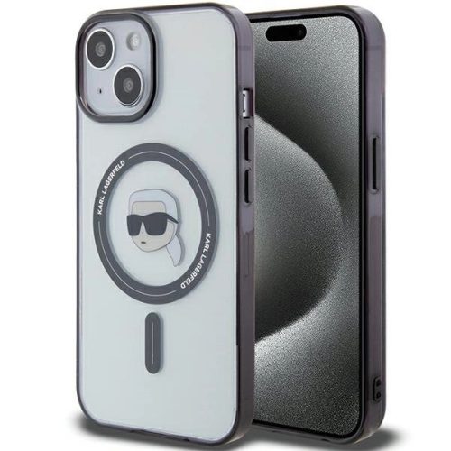 Karl Lagerfeld KLHMP15SHKHNOTK iPhone 15 6.1" transparent hardcase IML Karl's Head MagSafe