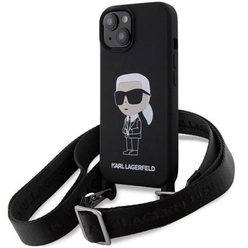 Karl Lagerfeld KLHCP15SSCBSKNK iPhone 15 6.1" hardcase black/black Crossbody Silicone Ikonik