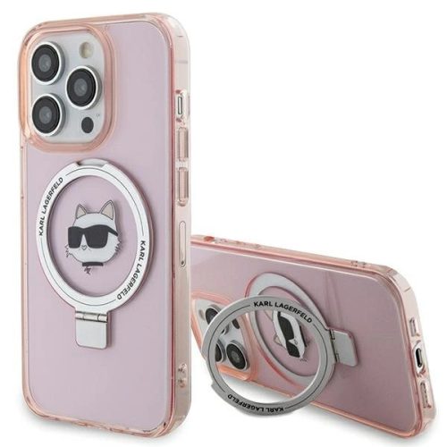 Karl Lagerfeld KLHMP15LHMRSCHP iPhone 15 Pro 6.1" pink/pink hardcase Ring Stand Choupette Head MagSafe