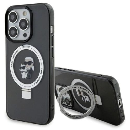 Karl Lagerfeld KLHMP15LHMRSKCK iPhone 15 Pro 6.1" black/black hardcase Ring Stand Karl&Choupette MagSafe