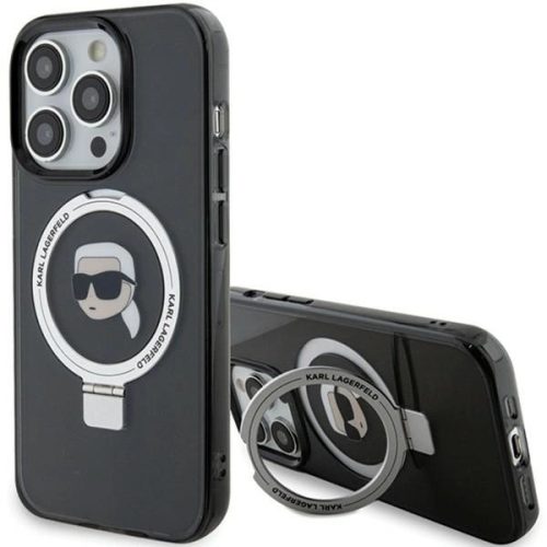 Karl Lagerfeld KLHMP15LHMRSKHK iPhone 15 Pro 6.1" black/black hardcase Ring Stand Karl Head MagSafe