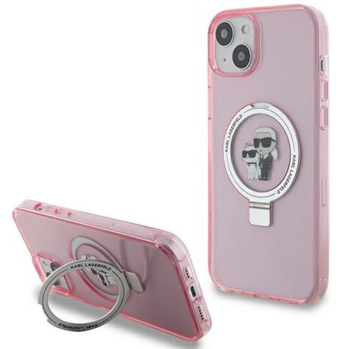 Karl Lagerfeld Ring Stand Karl&Choupette MagSafe case for iPhone 15 Plus - pink