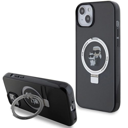 Karl Lagerfeld KLHMP15SHMRSKCK iPhone 15 6.1" black/black hardcase Ring Stand Karl&Choupette MagSafe