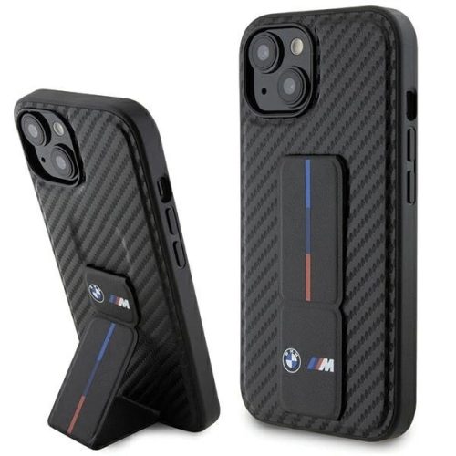 BMW Grip Stand Smooth & Carbon case for iPhone 15 - black