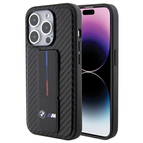 BMW Grip Stand Smooth & Carbon case for iPhone 15 Pro Max - black