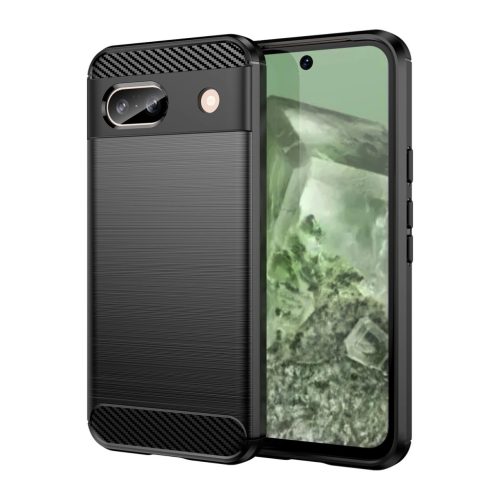 Carbon Case for Google Pixel 8A Flexible Silicone Carbon Cover - Black