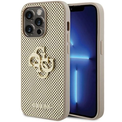 Guess Perforated 4G Glitter case for iPhone 15 Pro - gold