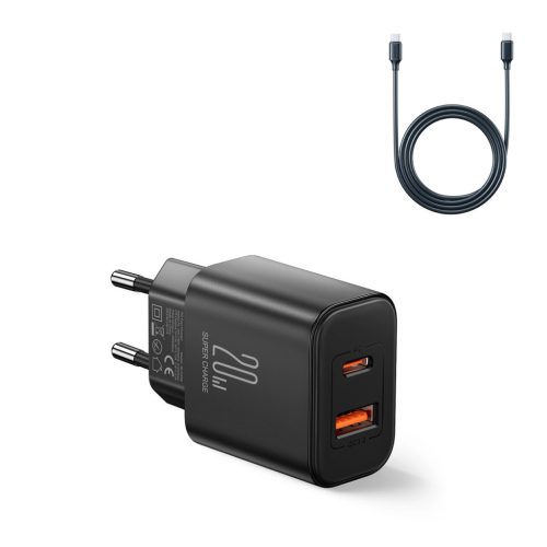 EU Joyroom JR-TCF05 20W USB-A USB-C charger + USB-C cable - black