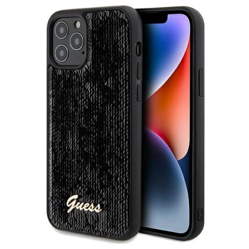 Guess Sequin Script Metal case for iPhone 12/12 Pro - black