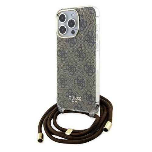 Guess Crossbody Cord 4G Print case for iPhone 15 Pro - brown