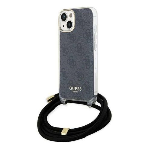 Guess Crossbody Cord 4G Print Case for iPhone 15/14/13 - Black