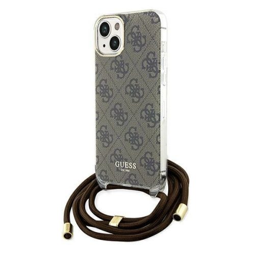 Guess Crossbody Cord 4G Print case for iPhone 15 / 14 / 13 - brown