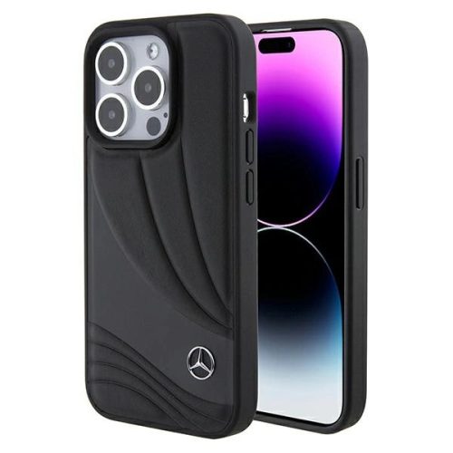 Mercedes Leather Wave Pattern case for iPhone 15 Pro - black