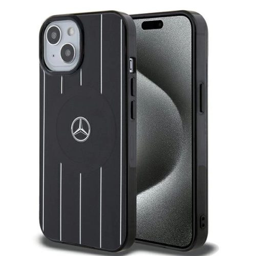 Mercedes Double Layer Crossed Lines MagSafe case for iPhone 15 - black