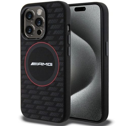 AMG Silicone Carbon Pattern MagSafe case for iPhone 15 Pro - black