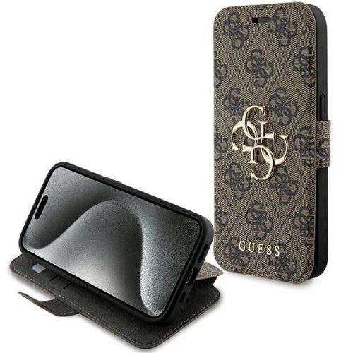 Guess 4G Metal Logo case for iPhone 15 Pro Max - brown