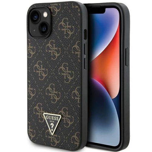 Guess 4G Triangle Metal Logo Case for iPhone 14/15/13 - Black