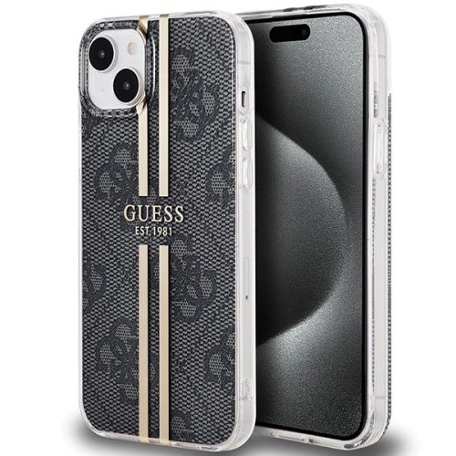 Guess IML 4G Gold Stripe case for iPhone 15/14/13 - black