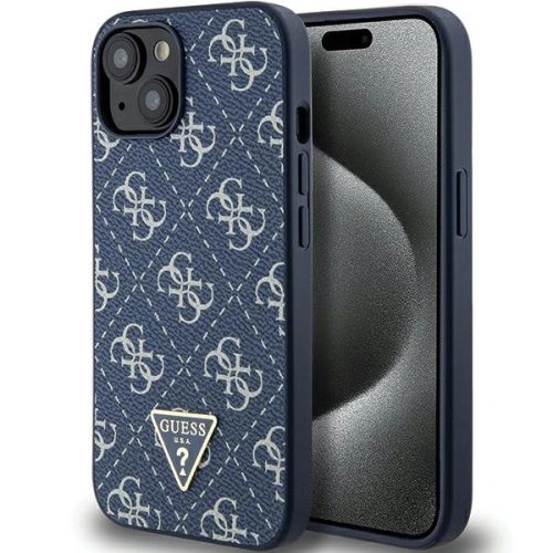 Guess 4G Triangle Metal Logo Case for iPhone 15/14/13 - Blue